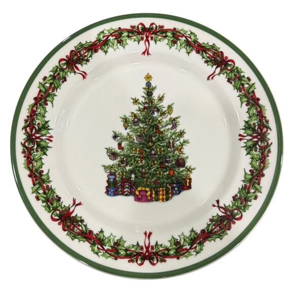 Christopher Radko Holiday Celebrations Christmas Tree Salad Dessert Plate Set 8" - Picture 1 of 12